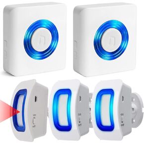 Caregiver Pager Wireless Motion Sensor Alert Room Bed Alarm and Fall Prevention for Elderly Dementia Patients (2 Receiver+3 Monitor Motion)