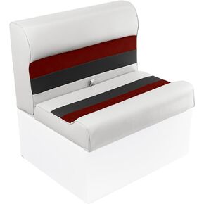 Wise 8WD95-1012 Deluxe Series 28" Pontoon Bench Seat Cushion Set (Base #8WD95-1B-221 Required to Complete), Grey/Red/Charcoal