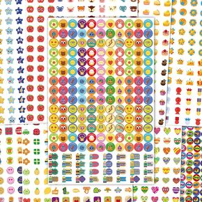 6048 Pieces Small Stickers for Kids Reward Chart Mini Reward Stickers for Teachers and Kids Incentive Chart Stickers Bundle Happy Smile Face Star Stickers for Reward Behavior Chart (Cute Style)