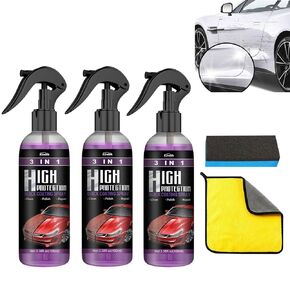 3 in 1 High Protection Quick Car Coating Spray, High Protection 3 in 1 Spray, 3 in 1 Ceramic Car Coating Spray, Quick Coat Car Wax Polish Spray for Cars, Easy to Use (100 ML, 3PCS)