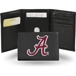 Rico Industries NCAA Tide Embroidered Genuine Leather Tri-fold Wallet 3.25" x 4.25" - Slim