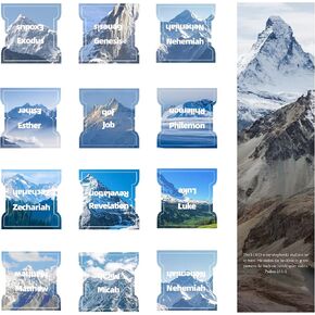 علامات تبويب الكتاب المقدس - 75 علامة تبويب، موضوع بوهو أنيق مستوحى من جبل الثلج، علامات تبويب الكتاب المقدس مغلفة للنساء والرجال، مثالية لدراسة الأناجيل، وعلامات تبويب فهرس الكتاب المقدس، وتسميات الكتب (جبل الثلج) in Kuwait