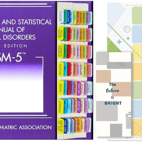 علامات تبويب DSM-5-TR، علامات تبويب الفهرس لأحدث إصدار DSM-V-TR 2022، مرمزة بالألوان ومغلفة، 100 علامة تبويب إجمالاً، مع دليل المحاذاة والإشارة المرجعية، مقاومة للتمزق