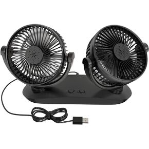 Car fan,Portable Fan with Cord Powered,Car Fans that Blow Cold Air wuth 3 Speed,Dual Head Car Fan for Truck Golf Rv Boat Cruise Sedan,USB Fan for Desk