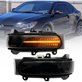 NSLUMO Sequential Amber Led Side Mirror Turn Signal Lights for 2011-2016 Scion tC, 2008-2015 Scion xB Side Mirror Marker Replacement Dynamic Blinkers Side Turn Indicator Assembly Smoked Lens