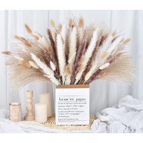 DearHouse 125 قطعة من باقة عشب بامباس الطبيعية المجففة، باقة بوهو لديكور المنزل مقاس 17 بوصة، زهور فراغميت المجففة، باقة لترتيبات زهور الزفاف وديكورات المنزل in Kuwait
