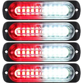 4-Pack 4.4-Inch 10 LED Ultra Slim Strobe LED Light External Emergency Surface Mounting Lights (Red/Blue)