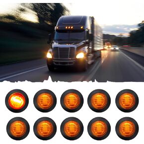 FXC 10 x 3/4" Strobe Side Marker Lights LED Yellow Lens Upgraded Indicators with 2 Patterns (Strobe + Stay On) for Truck Car Bus Trailer Van Caravan Boat, Taillight Brake Stop Lamp (12V,Amber)