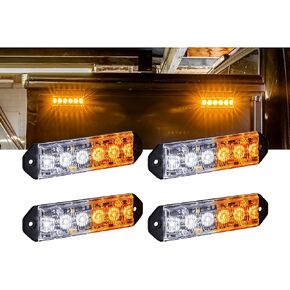 PlanarFlash 6W Amber Blue LED Flashing Strobe Light Head [Ultra Flat] [SAE Class 1] [72 Flash Mode] [Multi Units Sync-able] [Surface-Mount] Emergency Grille Police Light for Volunteer Firefighter in Kuwait