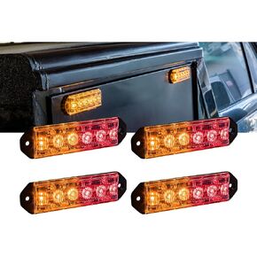 PlanarFlash 6W Amber Blue LED Flashing Strobe Light Head [Ultra Flat] [SAE Class 1] [72 Flash Mode] [Multi Units Sync-able] [Surface-Mount] Emergency Grille Police Light for Volunteer Firefighter