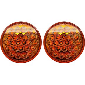 All Star Truck Parts] 4" Round LED Recessed Amber Strobe Light, 24 LED DOT/SAE Approved & Marked, Waterproof, Super Bright High Powered Strobe for Towing (2PC With Grommet)…