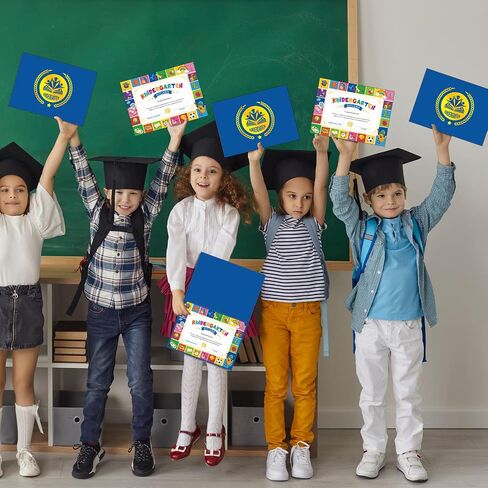 20 Set Kindergarten Diplomas Kit Graduation Certificate Holders and Gold Foil Diploma Holder Classic Cute Diploma Paper Blue Cardstock Diploma Cover Certificate Folders for Kids School Classroom in Saudi Arabia