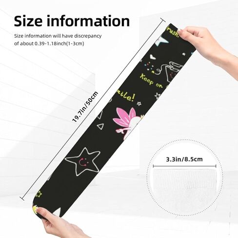 جوارب ضغط مطبوعة لصحة الأسنان للنساء والرجال، الدورة الدموية 15-20 مم زئبق هي أفضل دعم للجري الرياضي وركوب الدراجات، أبيض، مقاس واحد in Kuwait