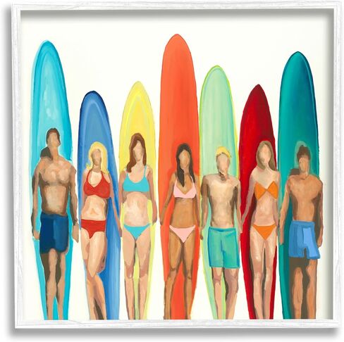 Stupell Industries Surfers & Boards Summer Black Framed Giclee Art Design by Randy Hibberd in Saudi Arabia