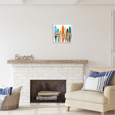Stupell Industries Surfers & Boards Summer Black Framed Giclee Art Design by Randy Hibberd in Saudi Arabia