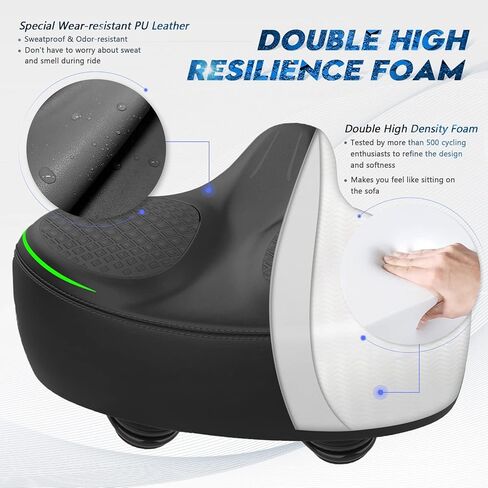 Oversized Bike Seat - Compatible with Exercise or Road Bikes, Easy to Install, Bike Saddle Replacement with Wide Cushion for Men & Women Comfort in Kuwait