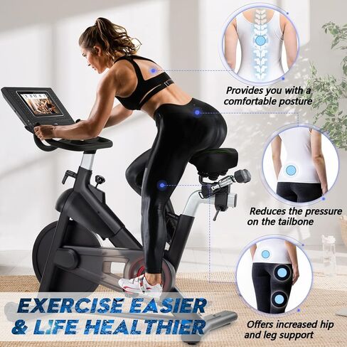 Oversized Bike Seat - Compatible with Exercise or Road Bikes, Easy to Install, Bike Saddle Replacement with Wide Cushion for Men & Women Comfort in Kuwait