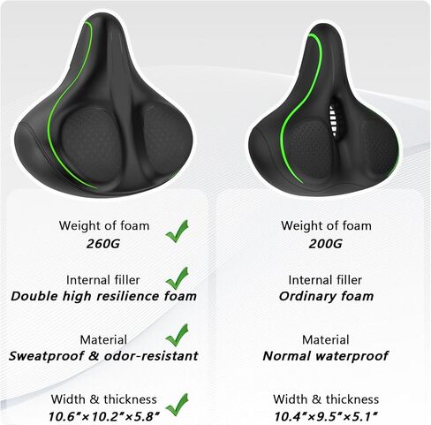 Oversized Bike Seat - Compatible with Exercise or Road Bikes, Easy to Install, Bike Saddle Replacement with Wide Cushion for Men & Women Comfort in Kuwait