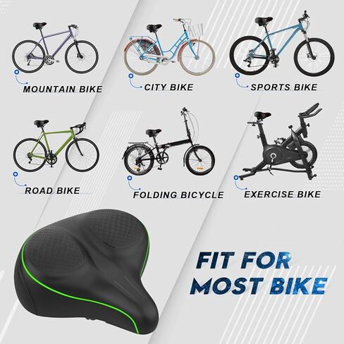 Oversized Bike Seat - Compatible with Exercise or Road Bikes, Easy to Install, Bike Saddle Replacement with Wide Cushion for Men & Women Comfort in Kuwait