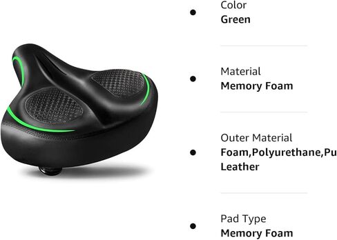 Oversized Bike Seat - Compatible with Exercise or Road Bikes, Easy to Install, Bike Saddle Replacement with Wide Cushion for Men & Women Comfort in Kuwait