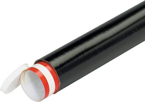 BOX USA Black Mailing Tubes with Caps, 2 Inch x 12 Inch, Pack of 50, for Shipping, Storing, Mailing, and Protecting Documents, Blueprints and Posters in Kuwait