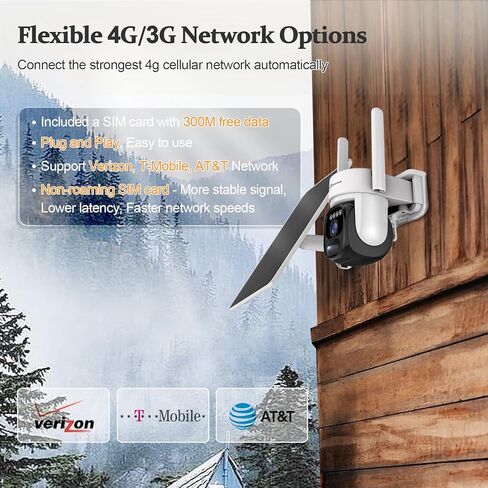 كاميرا أمان خارجية تعمل بالطاقة الشمسية 4G/3G LTE، بطاقة SIM أصلية في الولايات المتحدة، لا حاجة إلى شبكة WiFi، تخزين محلي وسحابي، عرض مباشر 360 درجة، رؤية ليلية ملونة 2K، محادثة ثنائية الاتجاه، مستشعر حركة PIR (32G SD) in Kuwait