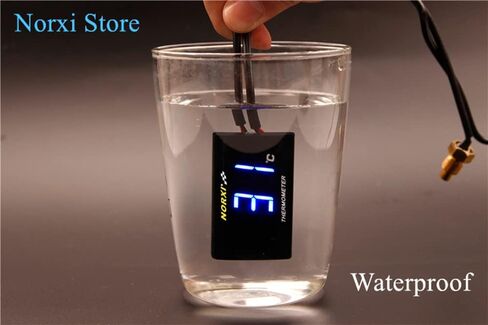 Motorcycle Water Temperature Meter Universal Digital Water Thermometer Water Temp Gauge for Racing Scooter LED Display DC 12V with Temperature Sensor Adapter(22mm, Green) in Saudi Arabia