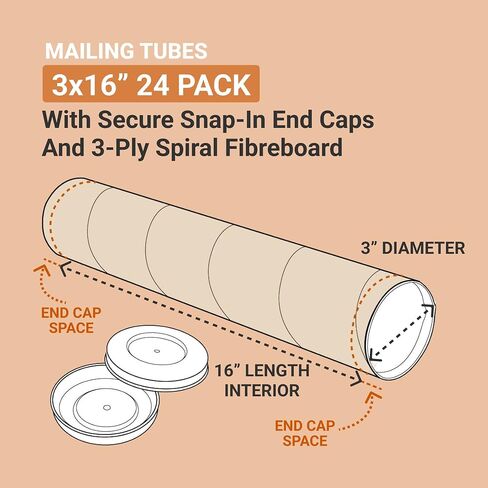 Aviditi Shipping Tubes 3" W x 26" L, 24-Pack | Cardboard Mailing Tube for Packing, Shipping and Mailing 326 in Saudi Arabia