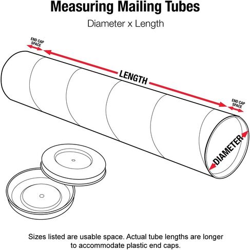 AVIDITI Cardboard Tubes with Caps, 15"L x 2.5"W x 2.5"H, Pack of 34 | Poster Tube for Mailing and Storage of Blueprints, Artwork, Crafts, Long Art Holder, 15 inches in Kuwait
