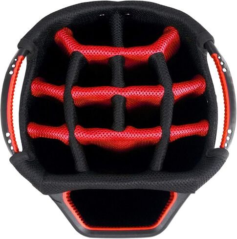 Bag Boy Chiller Golf Cart Bag, 14 Way Top with Full Length Individual Dividers, Dedicated Putter Well, Removable Cooler, 12 Pockets, Black/Red/Silver in Saudi Arabia