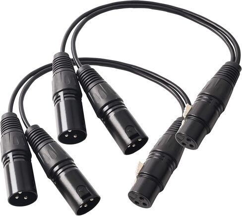 Devinal XLR Splitter Female to 2 Male Cable، XLR Female to Dual XLR Male Balanced Patch Y Cable، 3 PIN XLR Jack to 2 XLR Plugs محول الحبل - 1 قدم 2 حزمة in Kuwait
