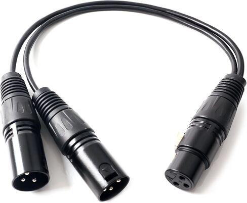 Devinal XLR Splitter Female to 2 Male Cable، XLR Female to Dual XLR Male Balanced Patch Y Cable، 3 PIN XLR Jack to 2 XLR Plugs محول الحبل - 1 قدم 2 حزمة in Kuwait
