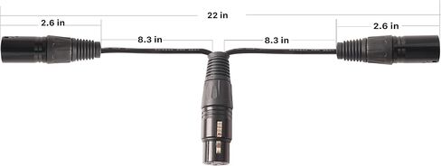 Devinal XLR Splitter Female to 2 Male Cable، XLR Female to Dual XLR Male Balanced Patch Y Cable، 3 PIN XLR Jack to 2 XLR Plugs محول الحبل - 1 قدم 2 حزمة in Kuwait