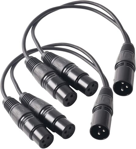 Devinal XLR Splitter Female to 2 Male Cable، XLR Female to Dual XLR Male Balanced Patch Y Cable، 3 PIN XLR Jack to 2 XLR Plugs محول الحبل - 1 قدم 2 حزمة in Kuwait