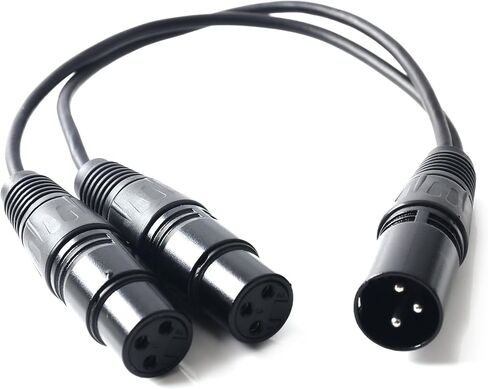 Devinal XLR Splitter Female to 2 Male Cable، XLR Female to Dual XLR Male Balanced Patch Y Cable، 3 PIN XLR Jack to 2 XLR Plugs محول الحبل - 1 قدم 2 حزمة in Kuwait