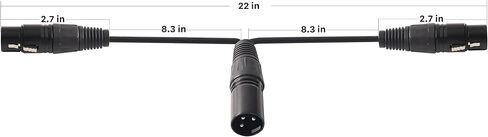 Devinal XLR Splitter Female to 2 Male Cable، XLR Female to Dual XLR Male Balanced Patch Y Cable، 3 PIN XLR Jack to 2 XLR Plugs محول الحبل - 1 قدم 2 حزمة in Kuwait
