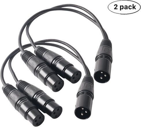 Devinal XLR Splitter Female to 2 Male Cable، XLR Female to Dual XLR Male Balanced Patch Y Cable، 3 PIN XLR Jack to 2 XLR Plugs محول الحبل - 1 قدم 2 حزمة in Kuwait