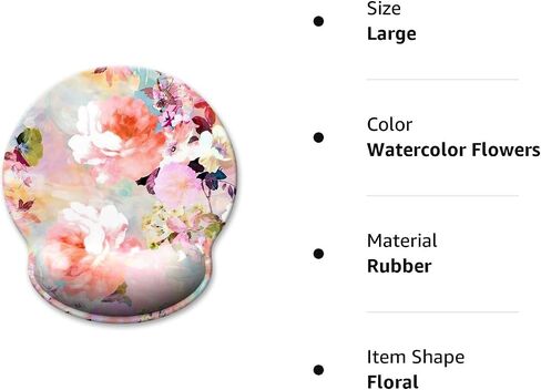 Ergonomic Mouse Pad with Wrist Support, Floral Memory Foam Wrist Rest Mouse Pads, Cute Computer Laptop Office Accessories Decor, Pain Relief Mousepad for Gaming Work Women Girls, Pink Flower in Saudi Arabia