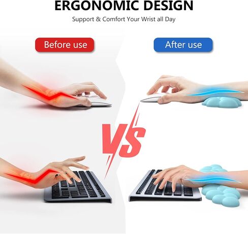 Cloud Wrist Rest Keyboard and Mouse Pad with Wrist Rest Set, Ergonomic Computer Cloud Arm Rest Keyboard, Memory Foam, Leather Cute Cloud Keyboard Wrist Rest Support for Desk Hand Girls, Blue in Saudi Arabia