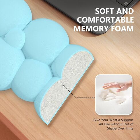 Cloud Wrist Rest Keyboard and Mouse Pad with Wrist Rest Set, Ergonomic Computer Cloud Arm Rest Keyboard, Memory Foam, Leather Cute Cloud Keyboard Wrist Rest Support for Desk Hand Girls, Blue in Saudi Arabia