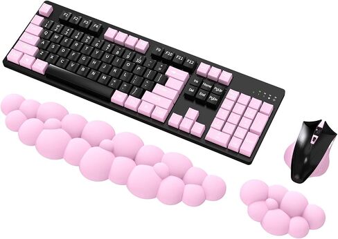 Cloud Wrist Rest Keyboard and Mouse Pad with Wrist Rest Set, Ergonomic Computer Cloud Arm Rest Keyboard, Memory Foam, Leather Cute Cloud Keyboard Wrist Rest Support for Desk Hand Girls, Blue in Saudi Arabia
