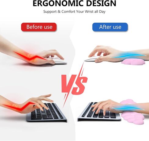 Cloud Wrist Rest Keyboard and Mouse Pad with Wrist Rest Set, Ergonomic Computer Cloud Arm Rest Keyboard, Memory Foam, Leather Cute Cloud Keyboard Wrist Rest Support for Desk Hand Girls, Blue in Saudi Arabia