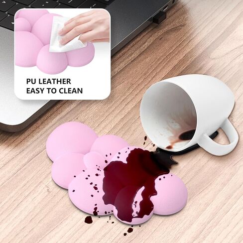 Cloud Wrist Rest Keyboard and Mouse Pad with Wrist Rest Set, Ergonomic Computer Cloud Arm Rest Keyboard, Memory Foam, Leather Cute Cloud Keyboard Wrist Rest Support for Desk Hand Girls, Blue in Saudi Arabia