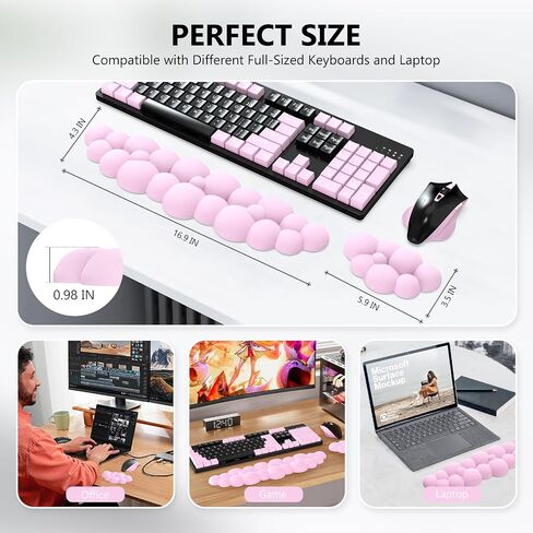 Cloud Wrist Rest Keyboard and Mouse Pad with Wrist Rest Set, Ergonomic Computer Cloud Arm Rest Keyboard, Memory Foam, Leather Cute Cloud Keyboard Wrist Rest Support for Desk Hand Girls, Blue in Saudi Arabia