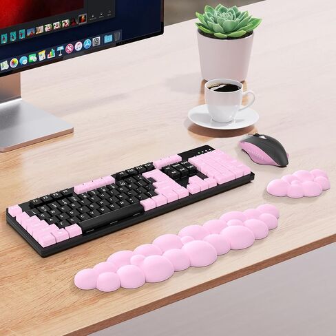 Cloud Wrist Rest Keyboard and Mouse Pad with Wrist Rest Set, Ergonomic Computer Cloud Arm Rest Keyboard, Memory Foam, Leather Cute Cloud Keyboard Wrist Rest Support for Desk Hand Girls, Blue in Saudi Arabia