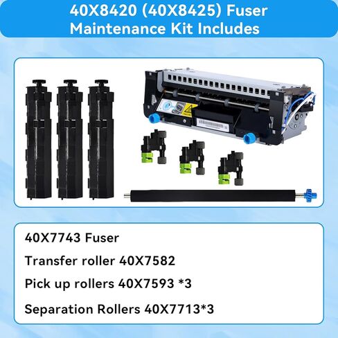 تتضمن مجموعة صيانة المصهر 40X8420 40X8425 مصهر 40X7743 متوافق مع Lexmark MS810 MS811 MS812 MX710 MX711 MX810 MX811 MX812-110/120V in Kuwait