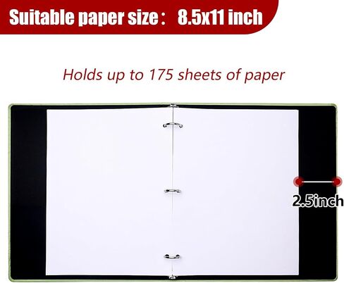 Vienrose 3 Ring Binder, 1 inch Round Rings Durable Linen Binder fit 8.5 x 11in Paper, with Leaf Printed for School, Office and Home, Black in Saudi Arabia