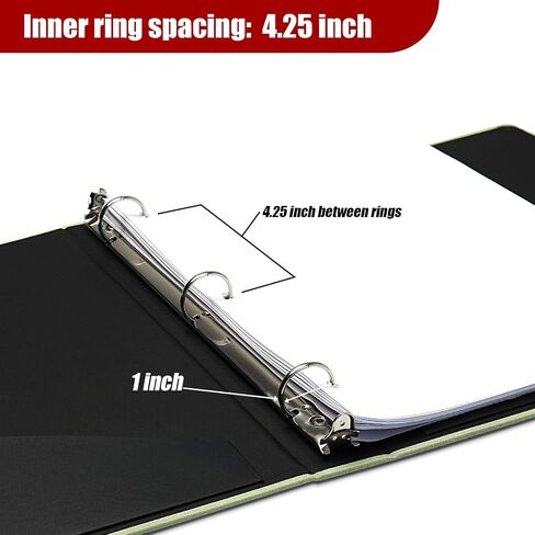 Vienrose 3 Ring Binder, 1 inch Round Rings Durable Linen Binder fit 8.5 x 11in Paper, with Leaf Printed for School, Office and Home, Black in Saudi Arabia
