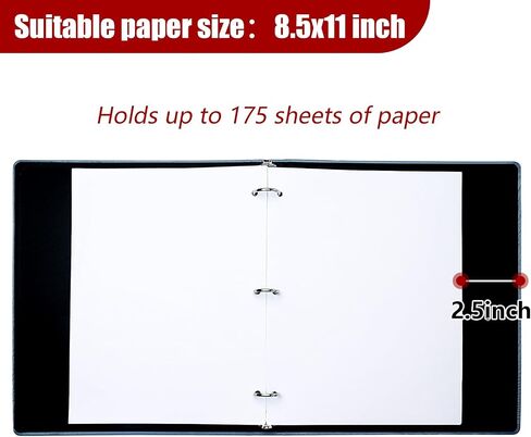 Vienrose 3 Ring Binder, 1 inch Round Rings Durable Linen Binder fit 8.5 x 11in Paper, with Leaf Printed for School, Office and Home, Black in Saudi Arabia