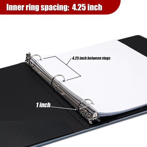 Vienrose 3 Ring Binder, 1 inch Round Rings Durable Linen Binder fit 8.5 x 11in Paper, with Leaf Printed for School, Office and Home, Black in Saudi Arabia